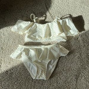 Rachel Zoe Janie and Jack two piece metallic gold polka dot swimsuit